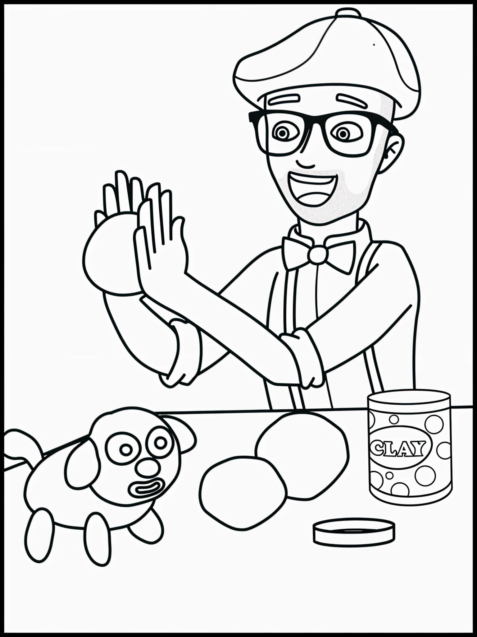 Desenho do Blippi brincando com argila para colorir