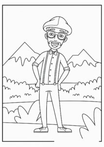 Desenho do Blippi nas montanhas para colorir