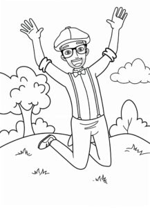 Desenho do Blippi pulando no parque para colorir