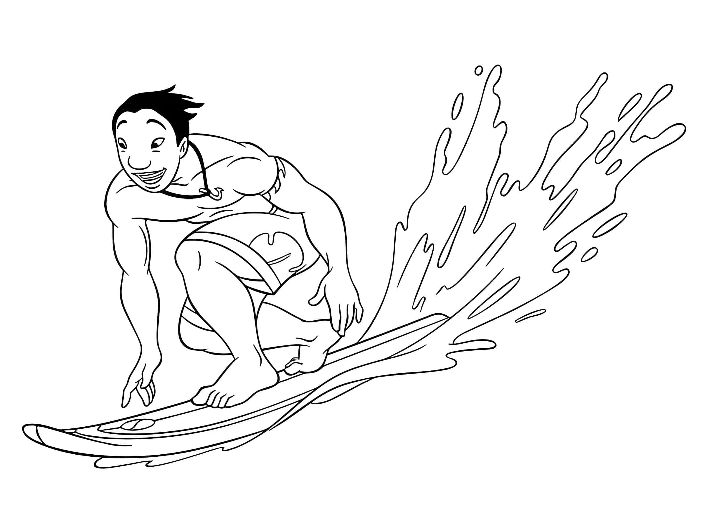 Desenho do david kawena surfando para imprimir