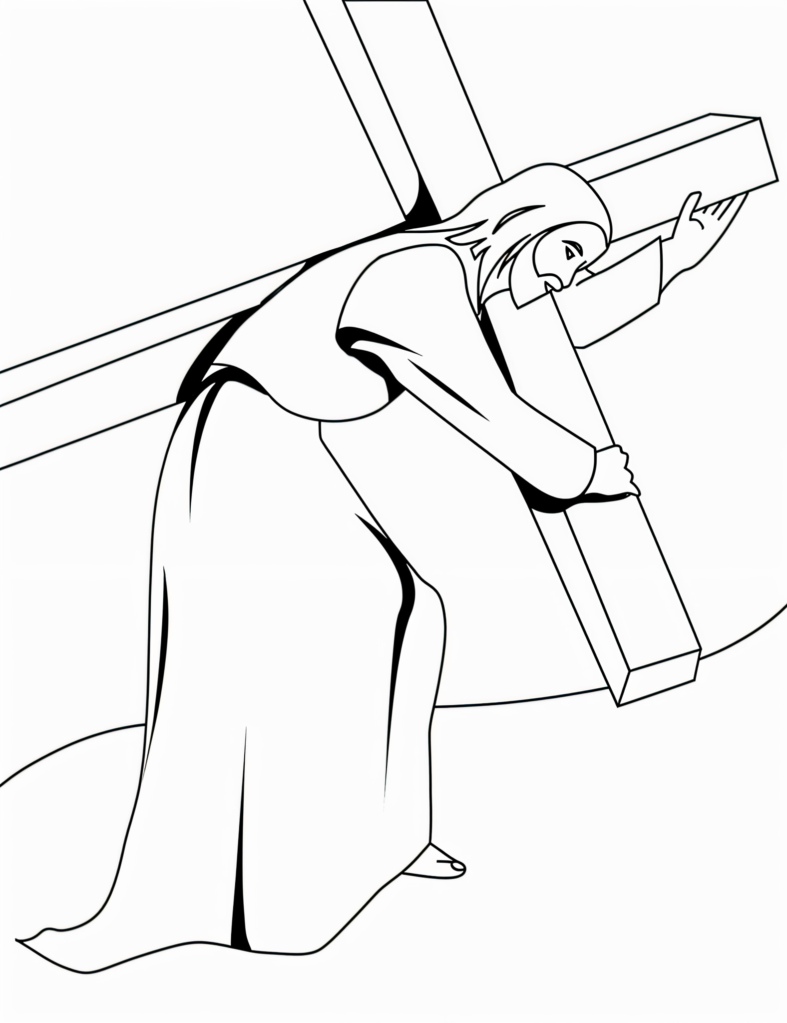 Desenho do jesus carregando a cruz para colorir