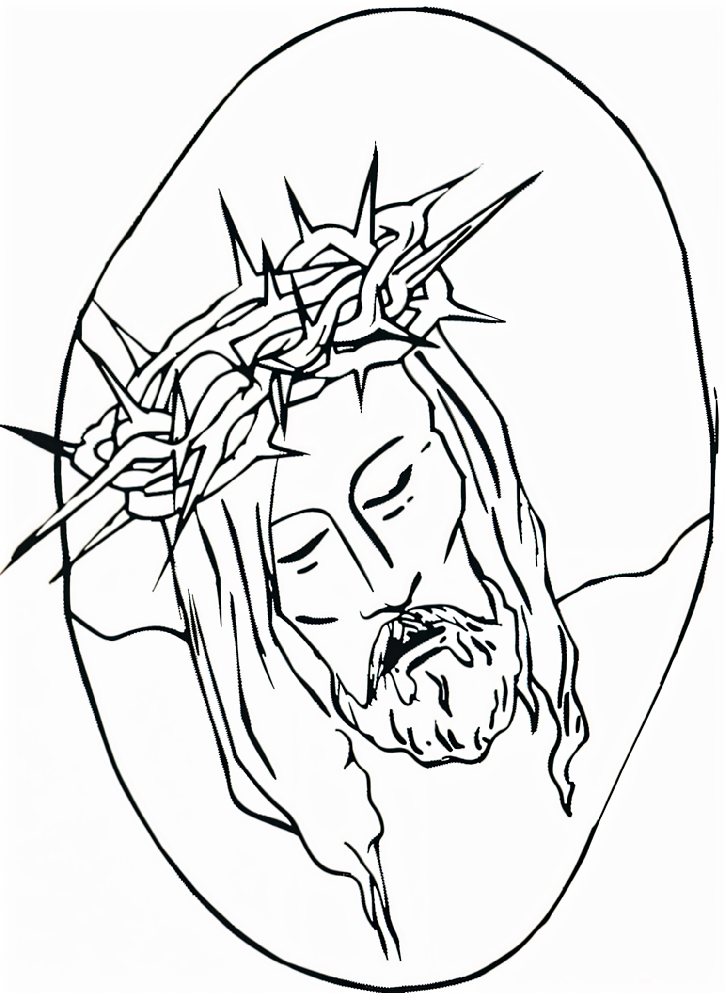 Desenho do jesus com coroa de espinhos para colorir