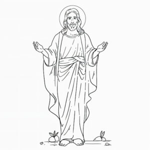 Desenho do jesus de bracos abertos para colorir