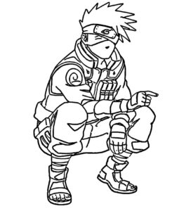 Desenho do kakashi agachado para colorir