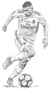 Desenho do mbappe driblando real madrid para colorir