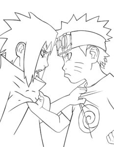 Desenho do Naruto e Sasuke discutindo para imprimir