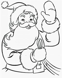 Desenho do Papai Noel acenando para colorir