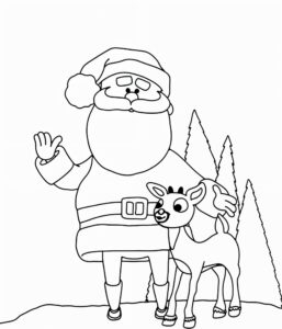 Desenho do Papai Noel esquiando para colorir