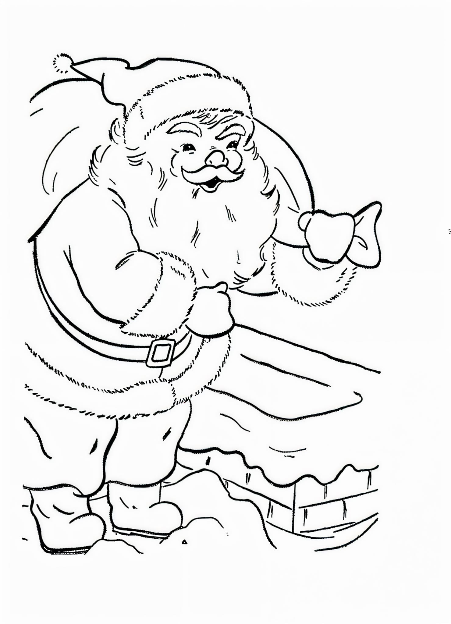 Desenho do Papai Noel perto da chamine para imprimir