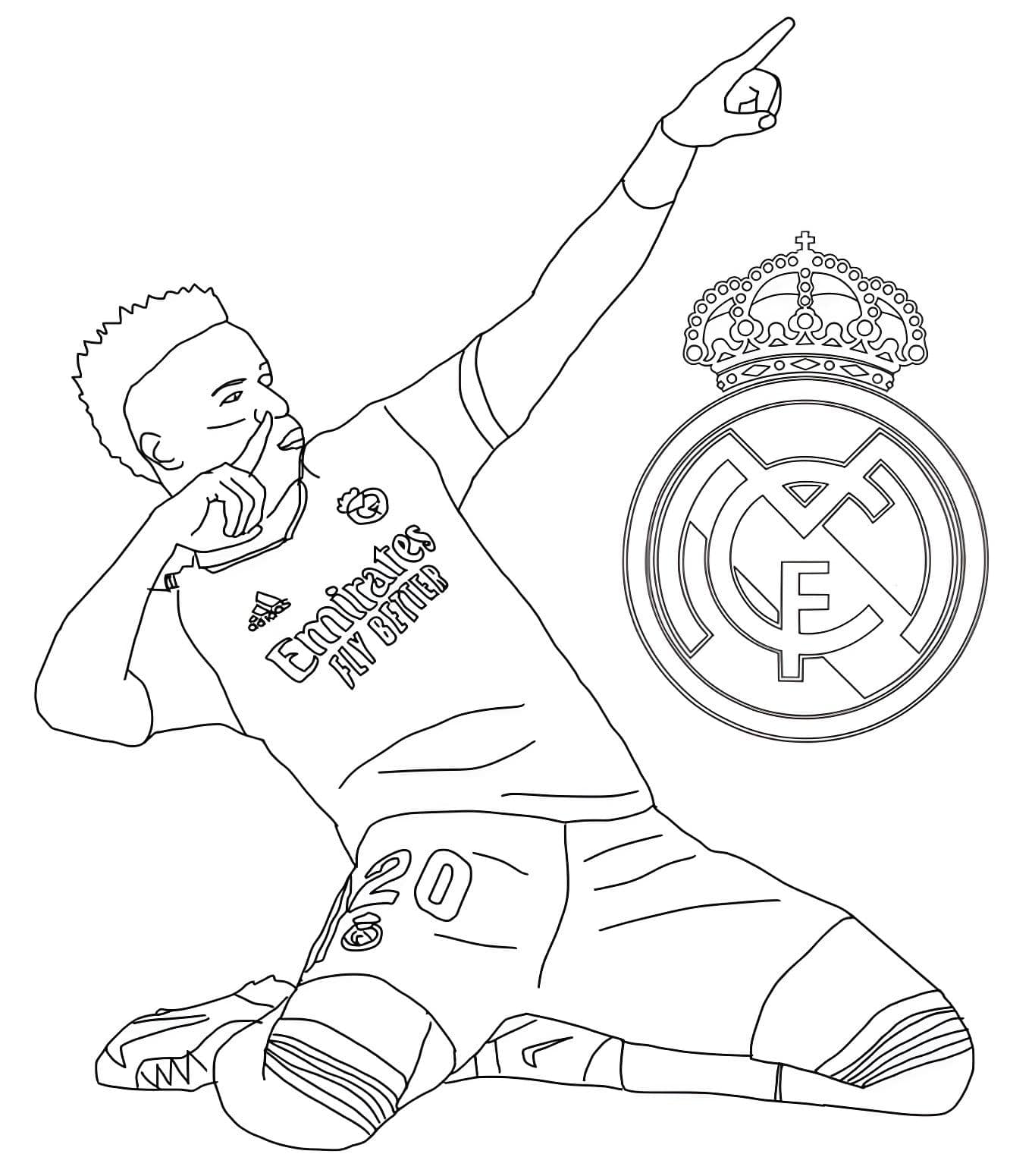 Desenho do vinicius jr gol celebracao para colorir