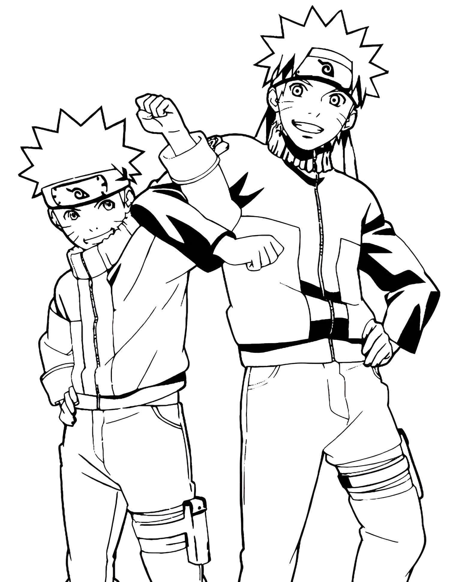 Imagem do Naruto jovem e adulto para colorir