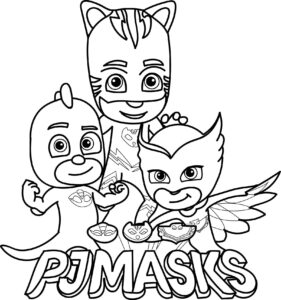 Imagem do pj masks menina e coruja para colorir