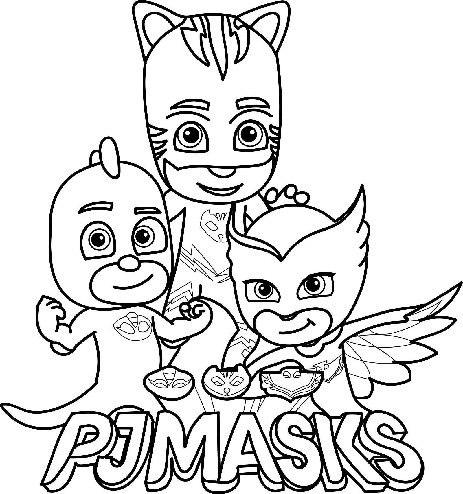 Imagem do pj masks menina e coruja para colorir