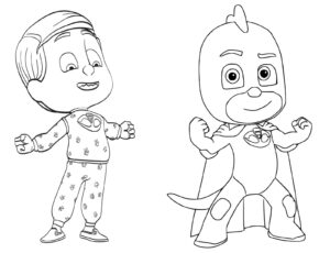 Imagem do pj masks menino e lagartixo para colorir