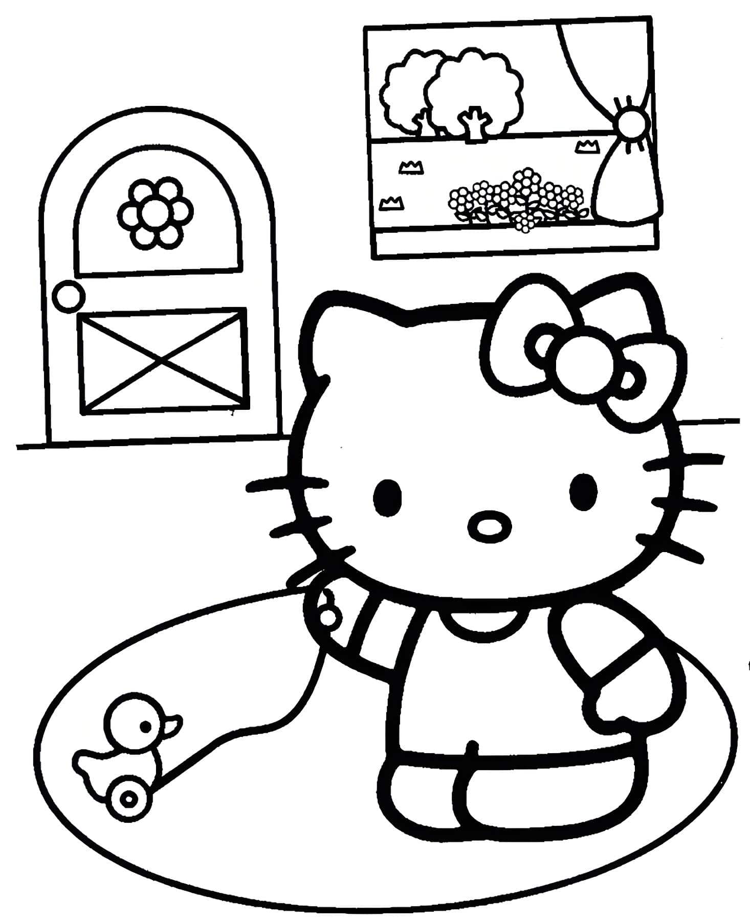 Desenho da hello kitty brincando para imprimir