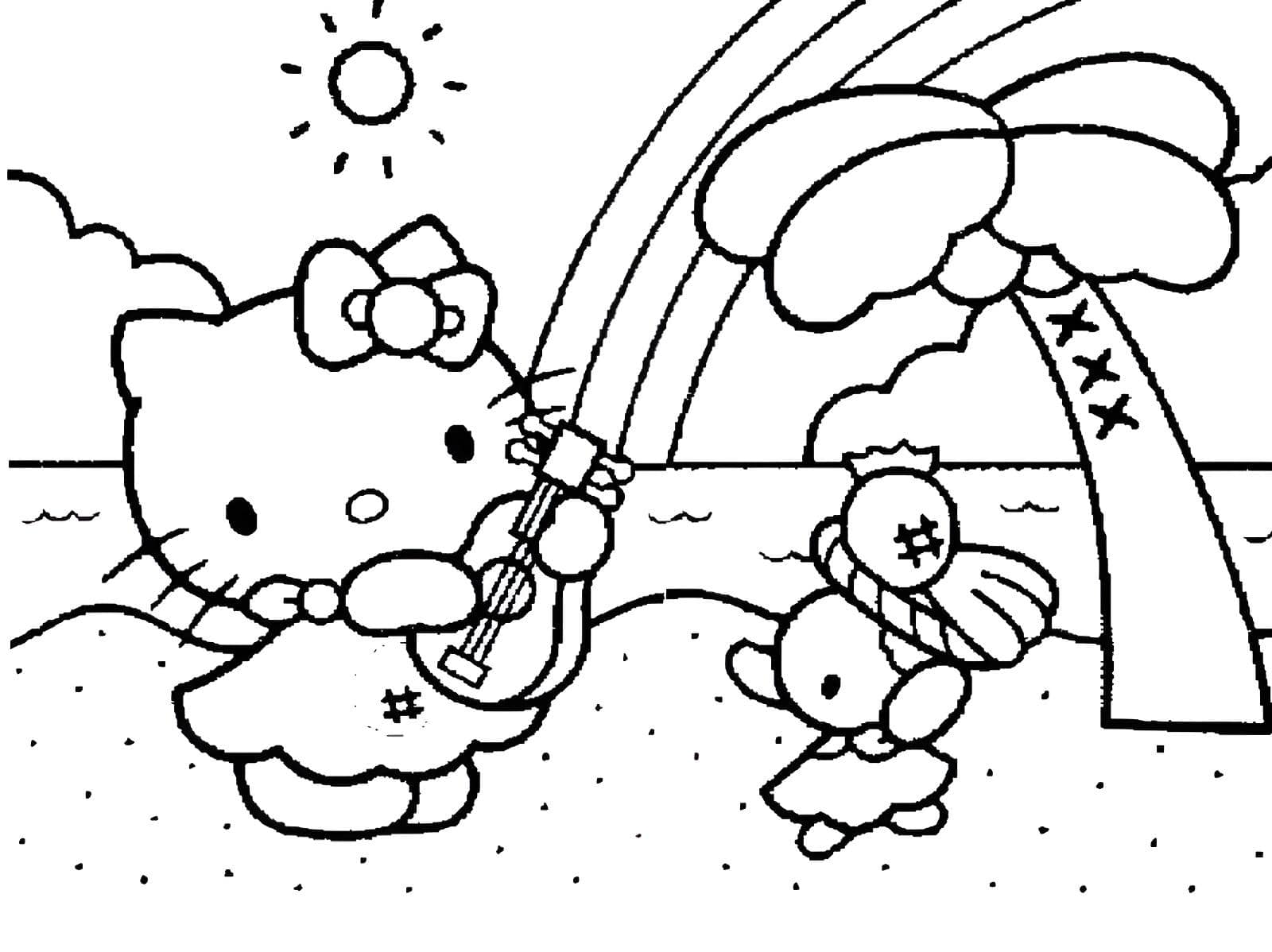 Desenho da hello kitty feliz para colorir