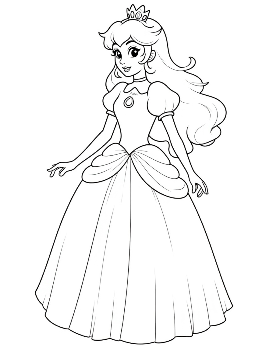 Desenho da princesa peach para colorir