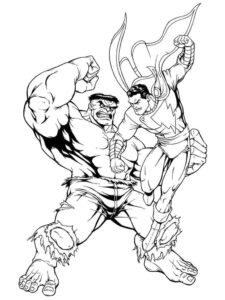 Desenho de hulk lutando contra o superman para imprimir