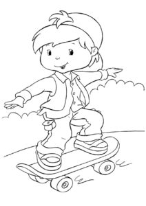 Desenho do menino andando de skate para colorir