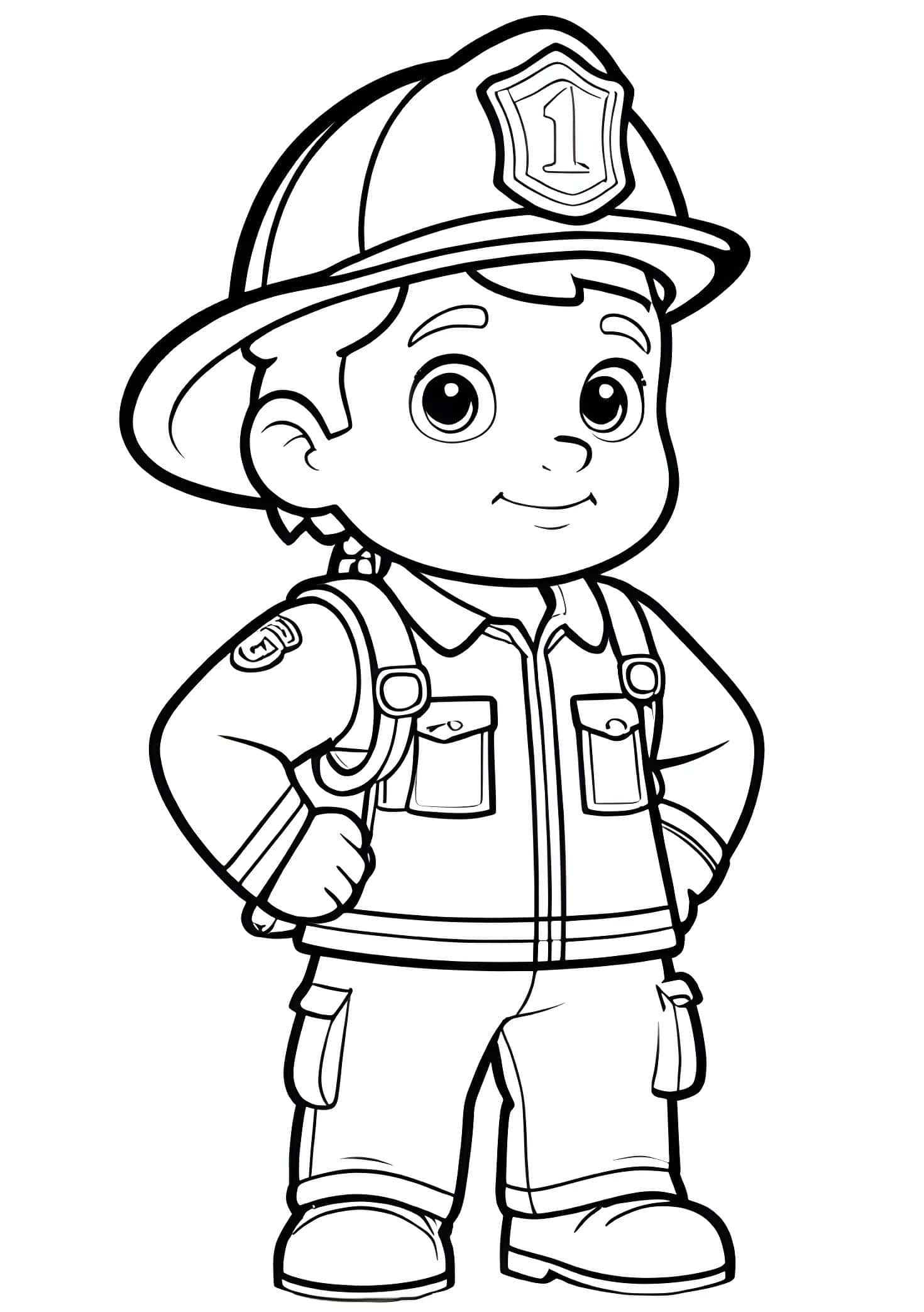 Desenho do menino bombeiro para colorir