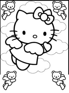 Imagem da hello kitty voando para imprimir