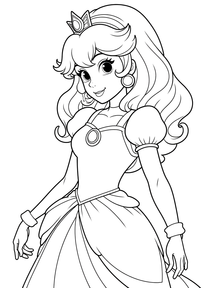 Imagem da princesa peach para colorir