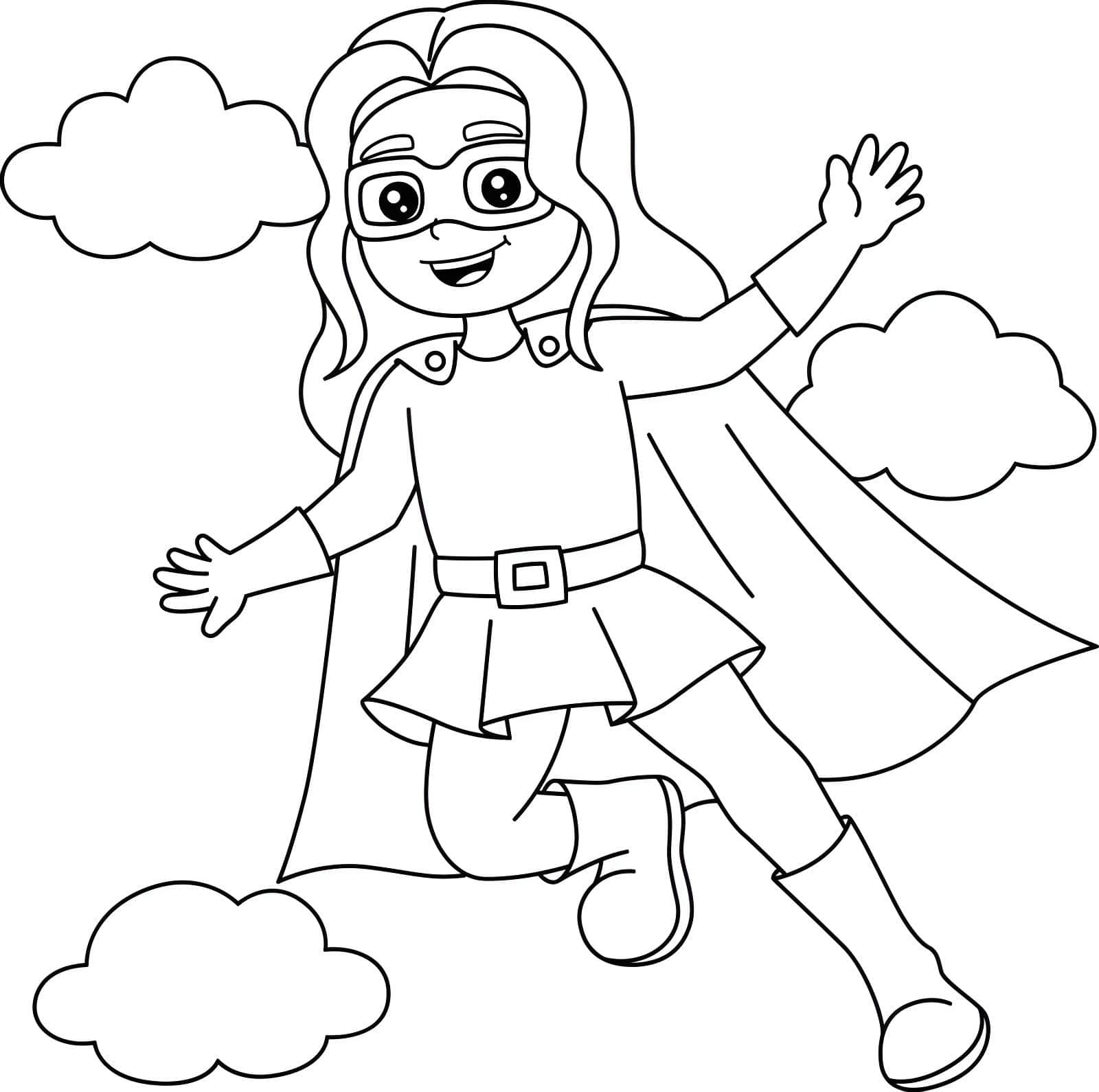 Imagem de superheroina volando para imprimir