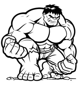 Imagem do hulk pronto para lutar para colorir