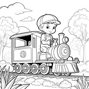 Imagem do menino andando de trem para imprimir