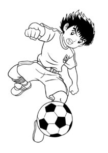 Imagem do menino jogando futebol para imprimir