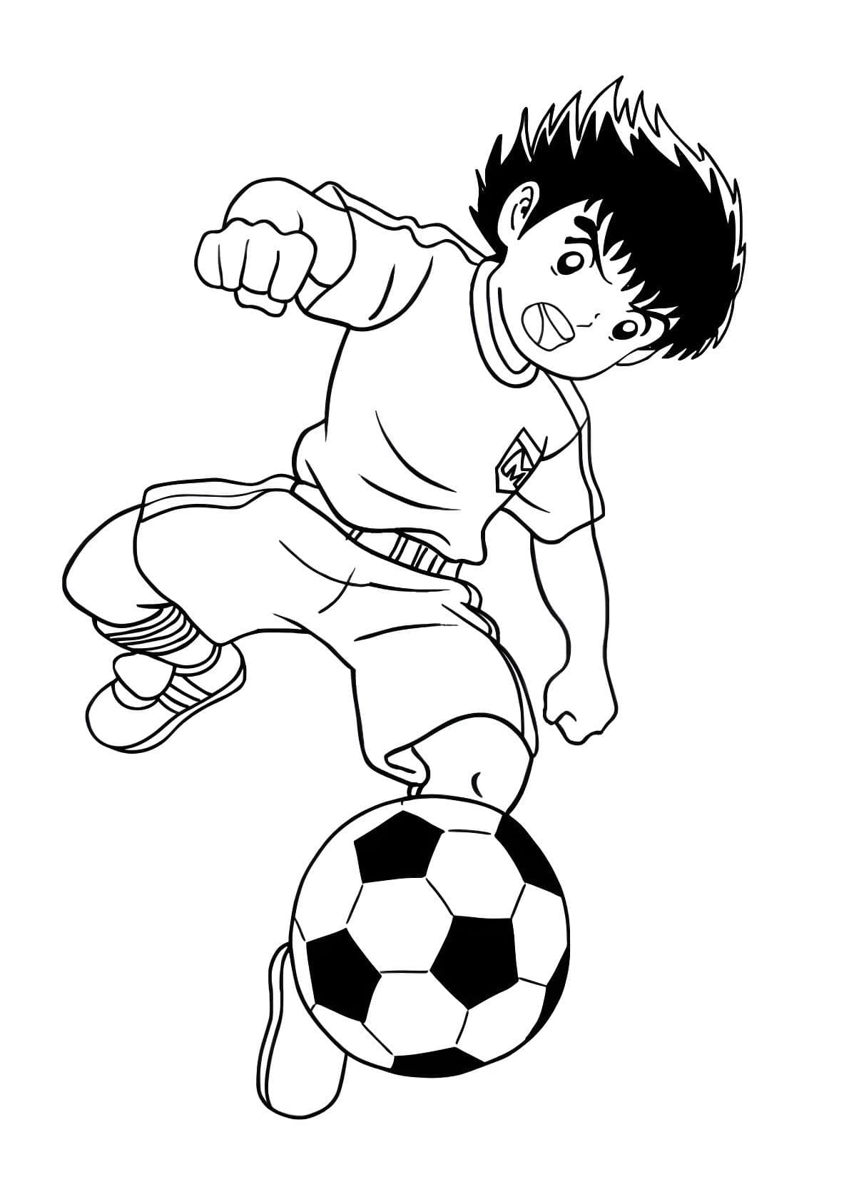 Imagem do menino jogando futebol para imprimir